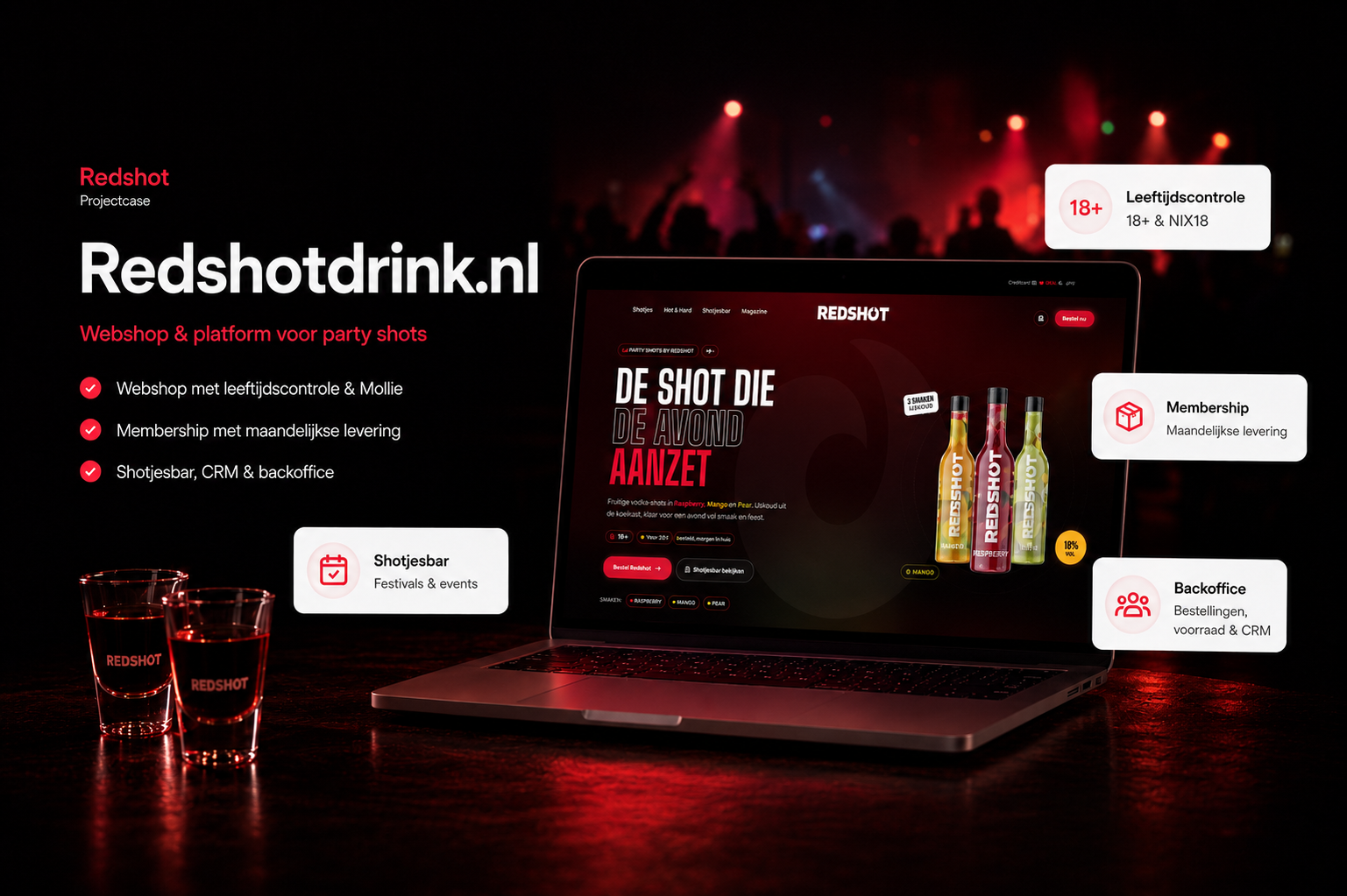 Redshot – Webshop, abonnementen- en verkoopplatform voor een wodkamerk