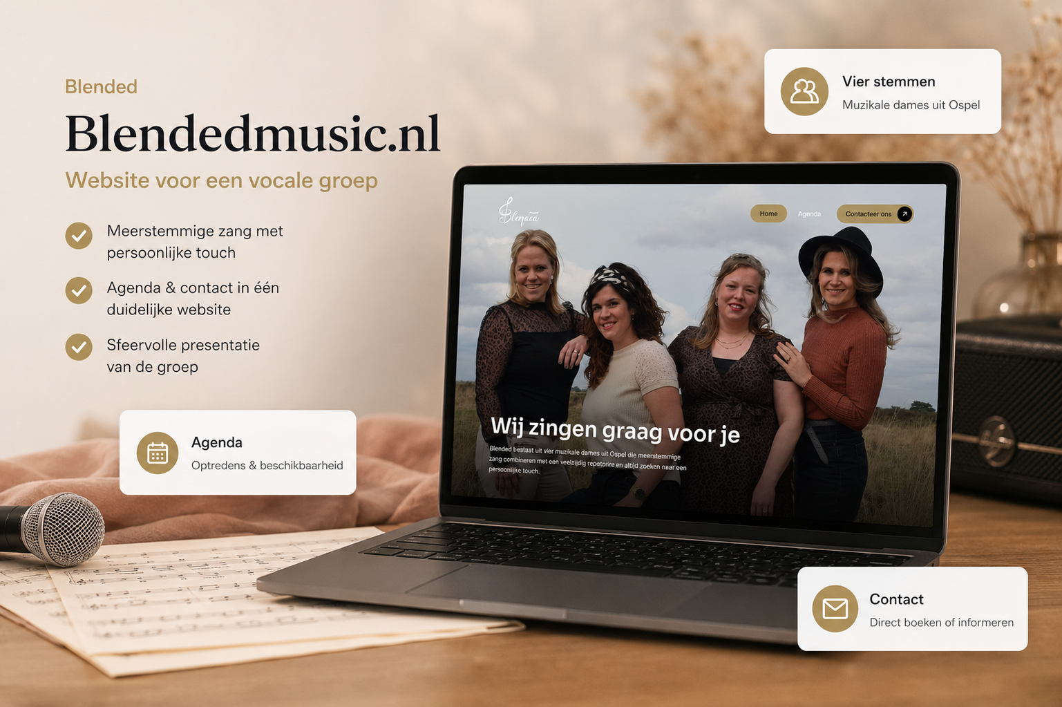 Blendedmusic.nl – sfeervolle website voor meerstemmige zang