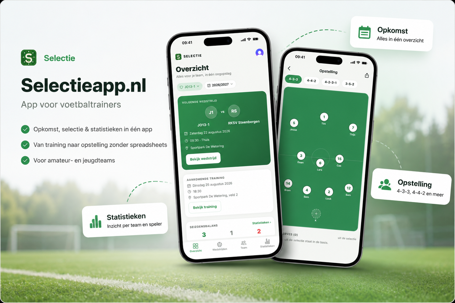 Selectieapp.nl, van trainingsopkomst naar wedstrijdopstelling